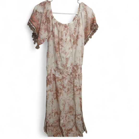 Venus Tie Dye Off The Shoulder Maxi Dress Boho Romantic Vacation Beach Casual - Picture 7 of 7